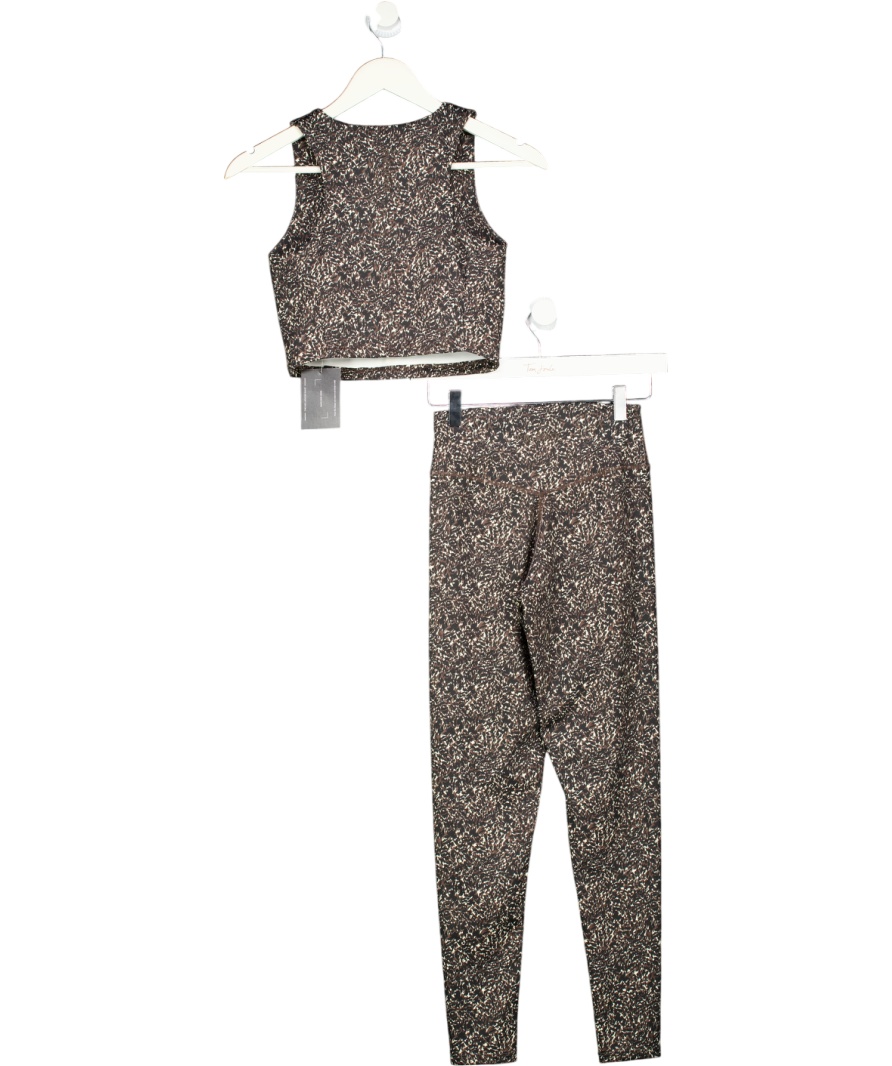 Gym Locker Brown Animal Print Vest And Leggings Set UK S
