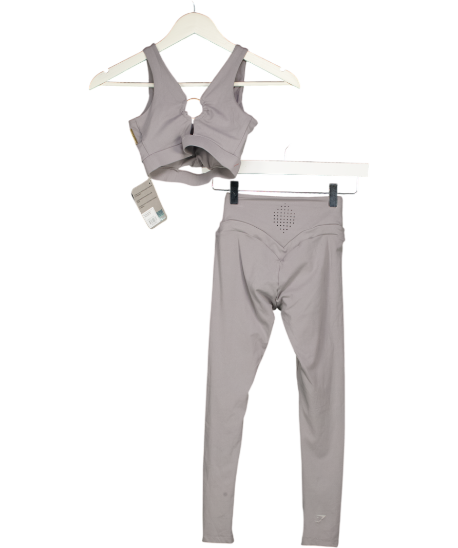 GYMSHARK 2-piece Whitney Grey Sports Bra And Leggings Set UK XS