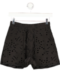 CHARO RUIZ IBIBZA Black Gabrielle Shorts With Broderie Embroidery UK XS
