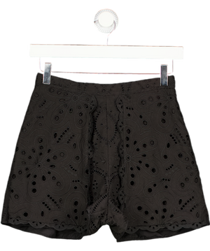 CHARO RUIZ IBIBZA Black Gabrielle Shorts With Broderie Embroidery UK XS