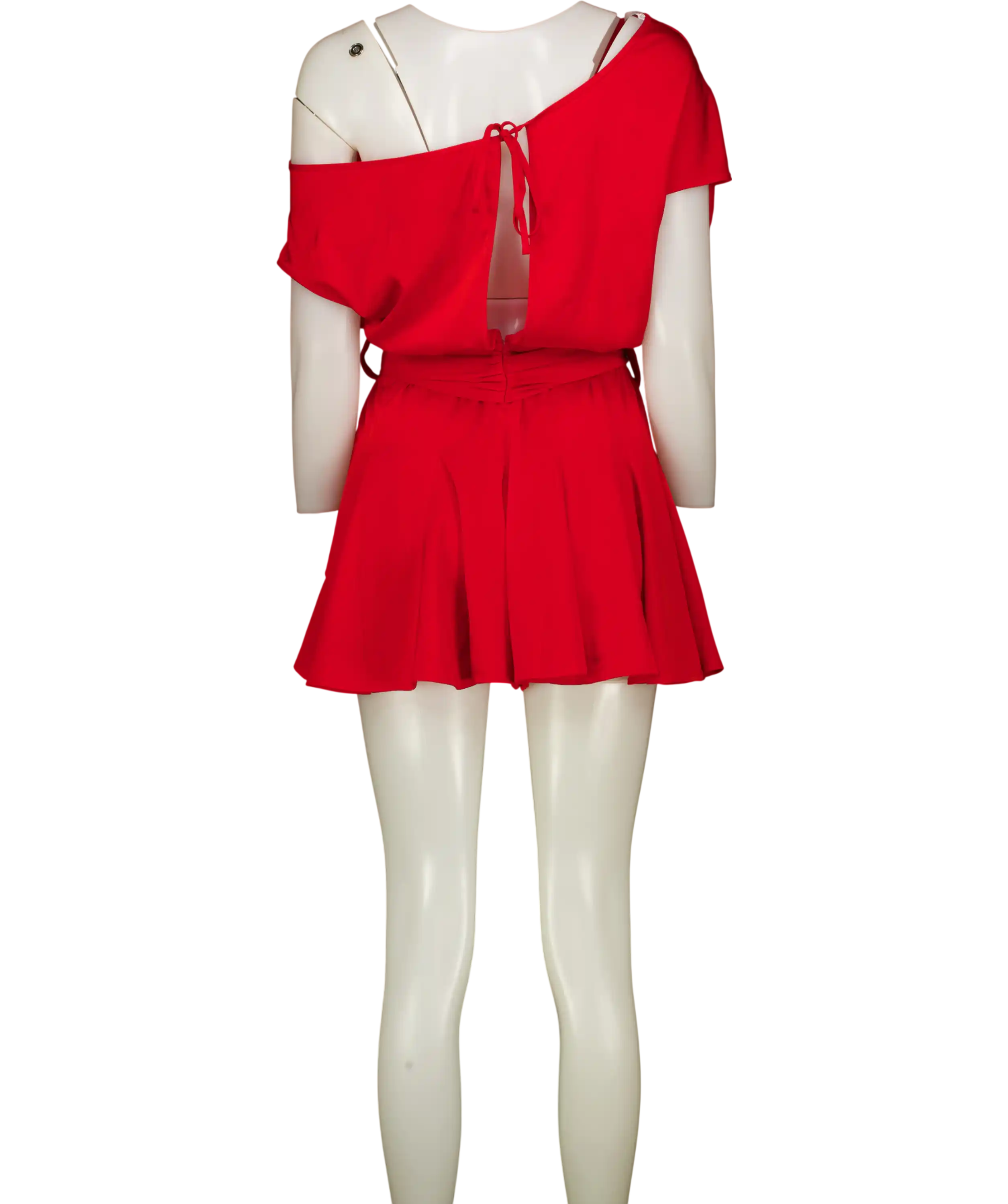 Club L Clydie Red Satin Asymmetric Playsuit With Tie-waist UK 8