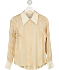 RIVER ISLAND Cream  / Camel Striped Satin Long Sleeve Shirt UK 8