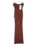 CLUB L Elodia Brown Bandeau Maxi Dress With Gathered-detailing UK 8