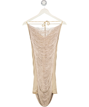 White Fox Nude Reckless Glamour Fringe Mini Dress Gold UK S