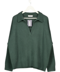 LUCY NAGLE Green 100% Cashmere Oversize Collared Polo Sweater UK XS/S