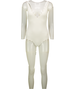 MARYSIA White Scalloped Edges Detail Swimsuit UK M