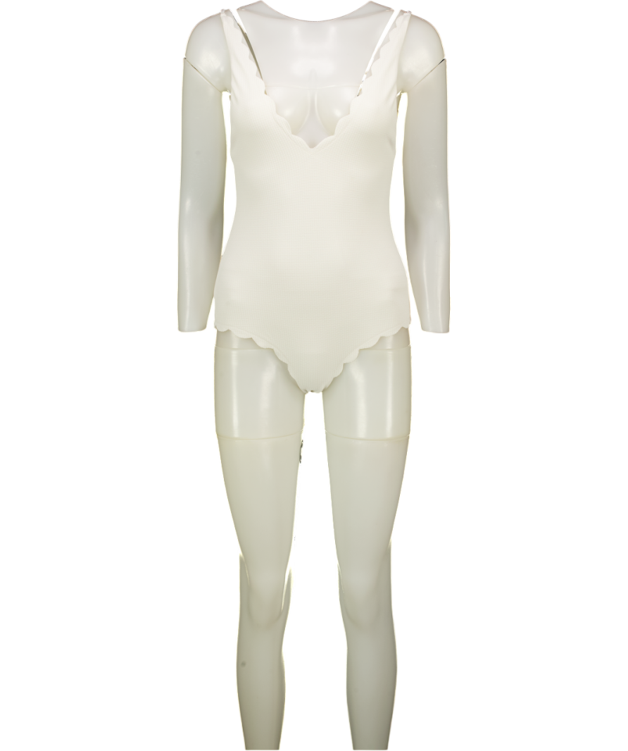 MARYSIA White Scalloped Edges Detail Swimsuit UK M