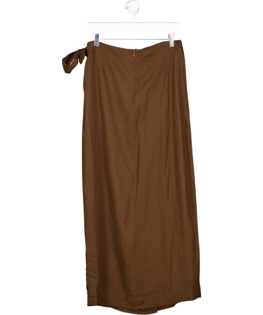Next Brown Linen Maxi Sarong Skirt UK 10
