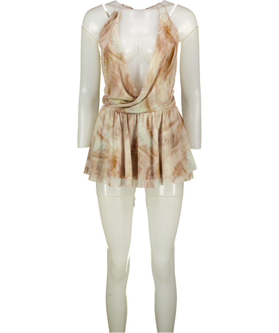 WHITE FOX Nude Mix Beaded Strap Mini Dress UK XS