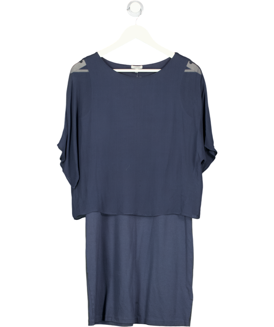 Jigsaw Dark Navy Blue Chiffon Overlay Dress UK S