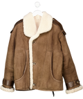 MEOTINE. Brown Brown Lambskin Shearling Jacket With Leather Details UK M/L