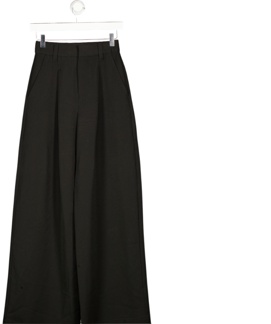 SOMETHING NAVY Black Pleated Wide Leg Trousers Sz0 UK 4
