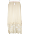 NEXT Champagne Beige Satin Midi Skirt With Lace Trim UK 8