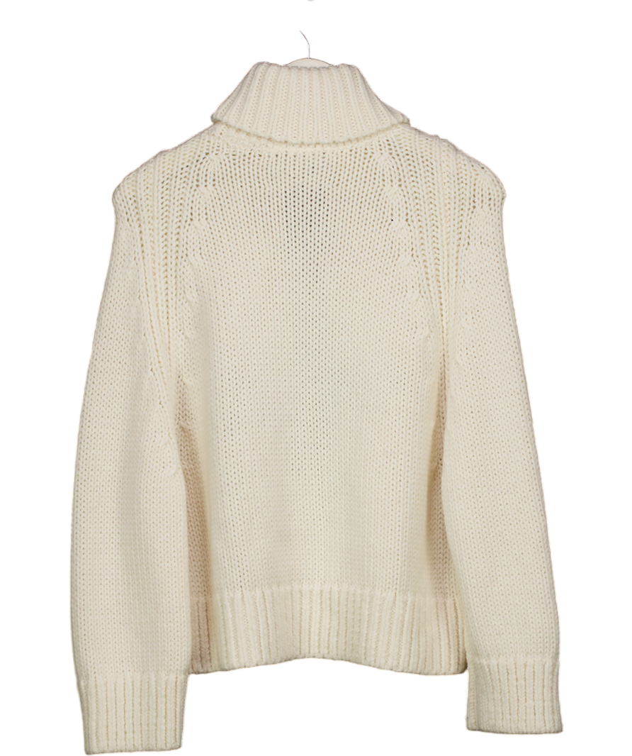 GOLDBERGH Cream Black Star Intarsia Beauty Oversized Wool-blend Turtleneck Sweater UK S