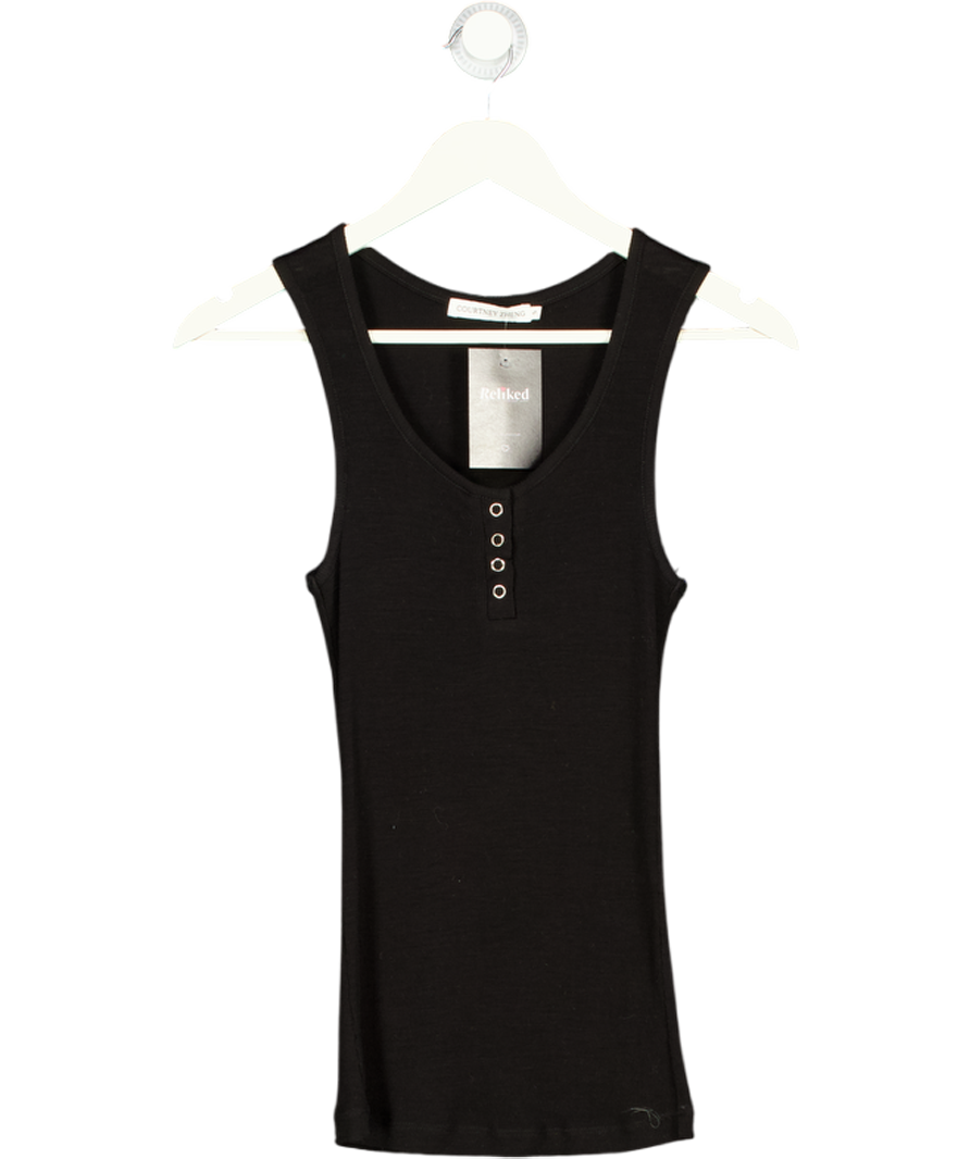 COURTNEY ZHENG Black Erik Merino Henley Tank UK S