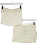 WHITE FOX 2-piece Cream Leave An Impression Strapless Bustier Top And Mini Skirt Set UK XS