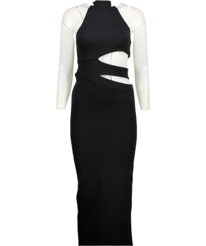 ZARA Black High Neck Jersey Cut Out Maxi Dress UK S