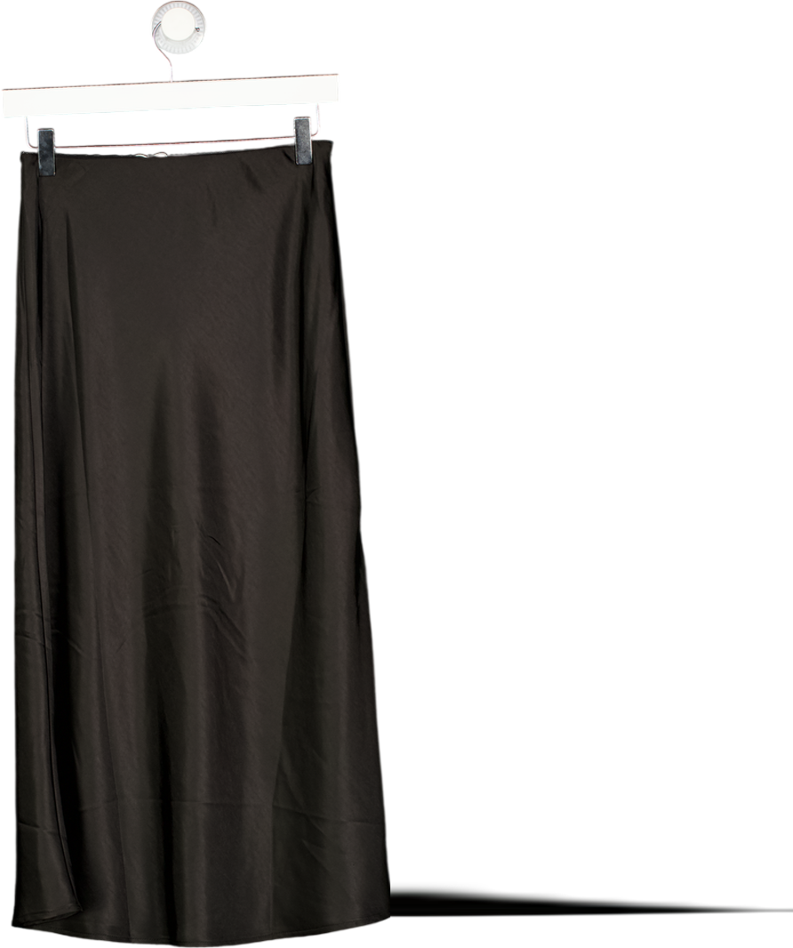 MANGO Black Midi Satin Skirt UK XXS