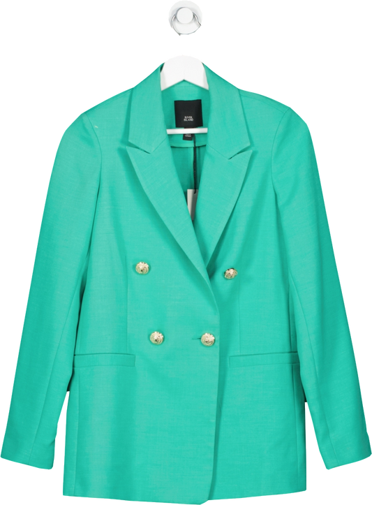 River Island Green Double Breasted Blazer UK 6