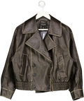 RIVER ISLAND Black Faux Leather Double Breasted Jacket UK S