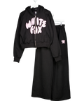 White Fox Club 14 Allie Boxy Zip Front Hoodie Black UK M/L