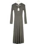 PRETTY LAVISH Grey Ribbed Knit Midi Dress UK S