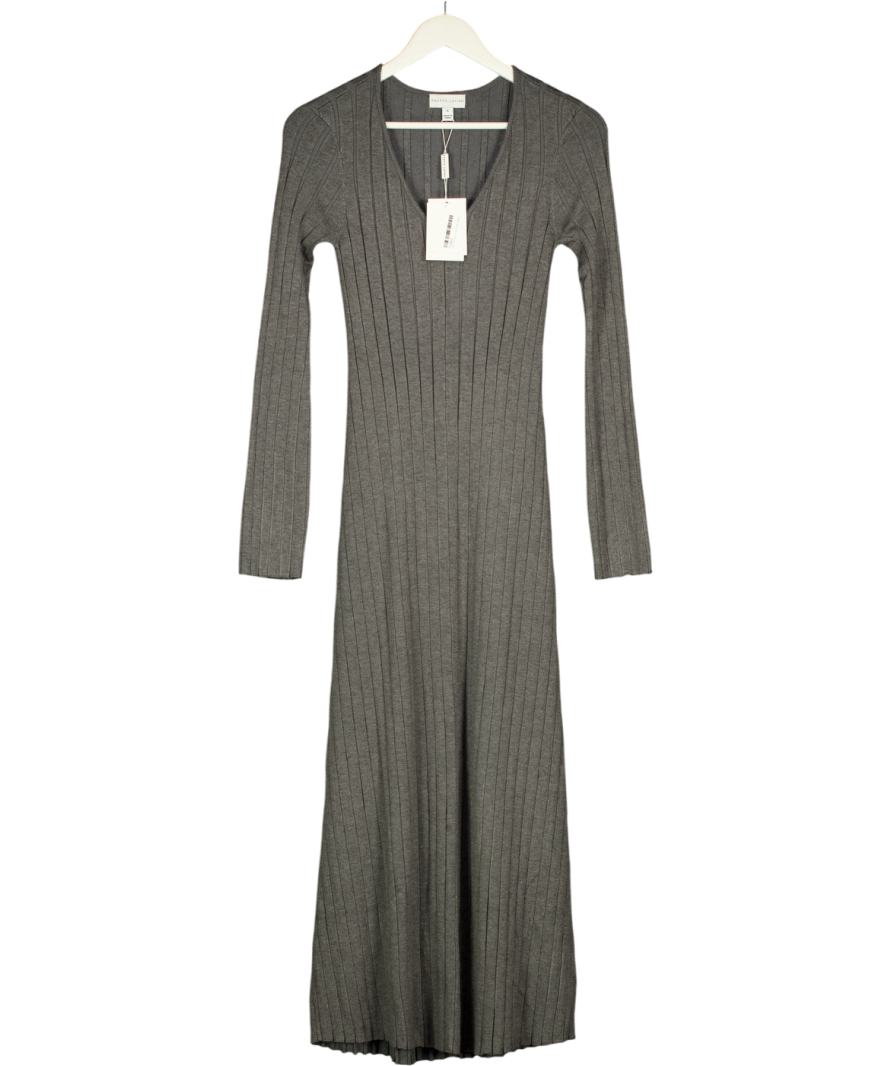 PRETTY LAVISH Grey Ribbed Knit Midi Dress UK S