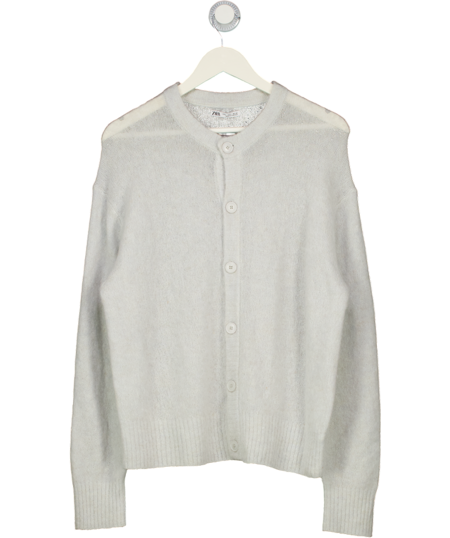 ZARA Blue Textured Lightweight Knit Carigan UK L