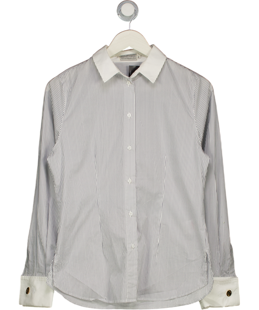 HOLLAND COOPER White Louisa Shirt Pinstripe With Gold Hc Cufflinks UK 8