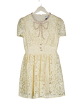 SELF PORTRAIT Cream Embellished Crystal Bow Guipure Lace Mini Dress UK 6
