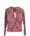 French Connection Purple High Neck Long Sleeve Floral Mesh Top UK S