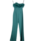 Club L Green Delta Feather Bandeau Wide-leg Jumpsuit UK 8