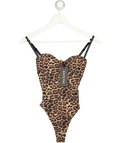 WHITE FOX Brown Stuck To You Bodysuit Leopard Exotic Spot UK XS