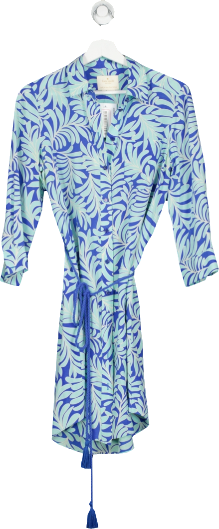 Kate Spade Blue Silk Blend Shirt Dress UK S