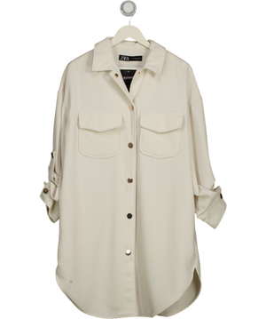 ZARA Cream Twill Longline Shacket / Dress UK S