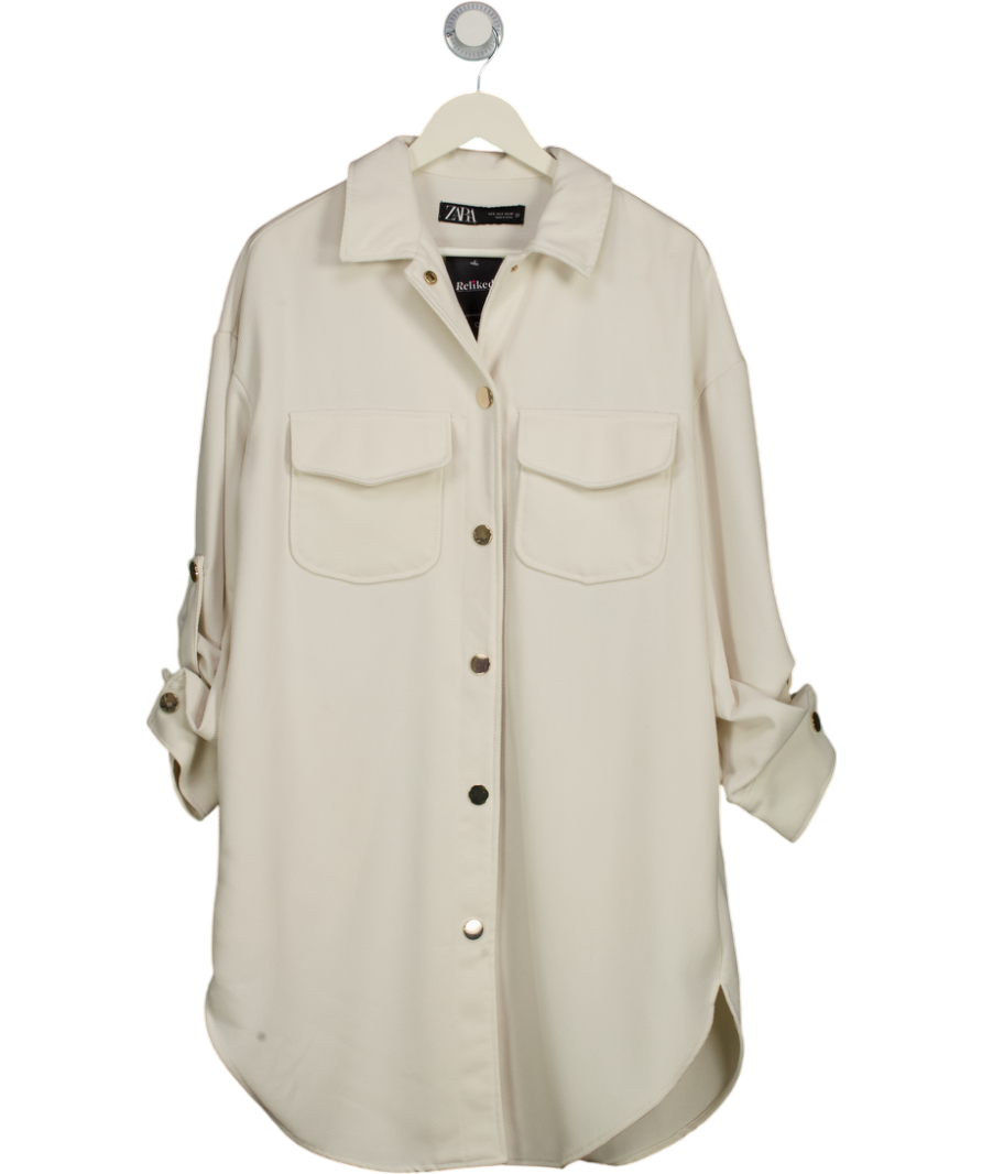 ZARA Cream Twill Longline Shacket / Dress UK S