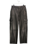 GERARD DAREL Black Real Leather Cargo Trousers UK 10