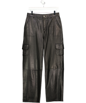 GERARD DAREL Black Real Leather Cargo Trousers UK 10