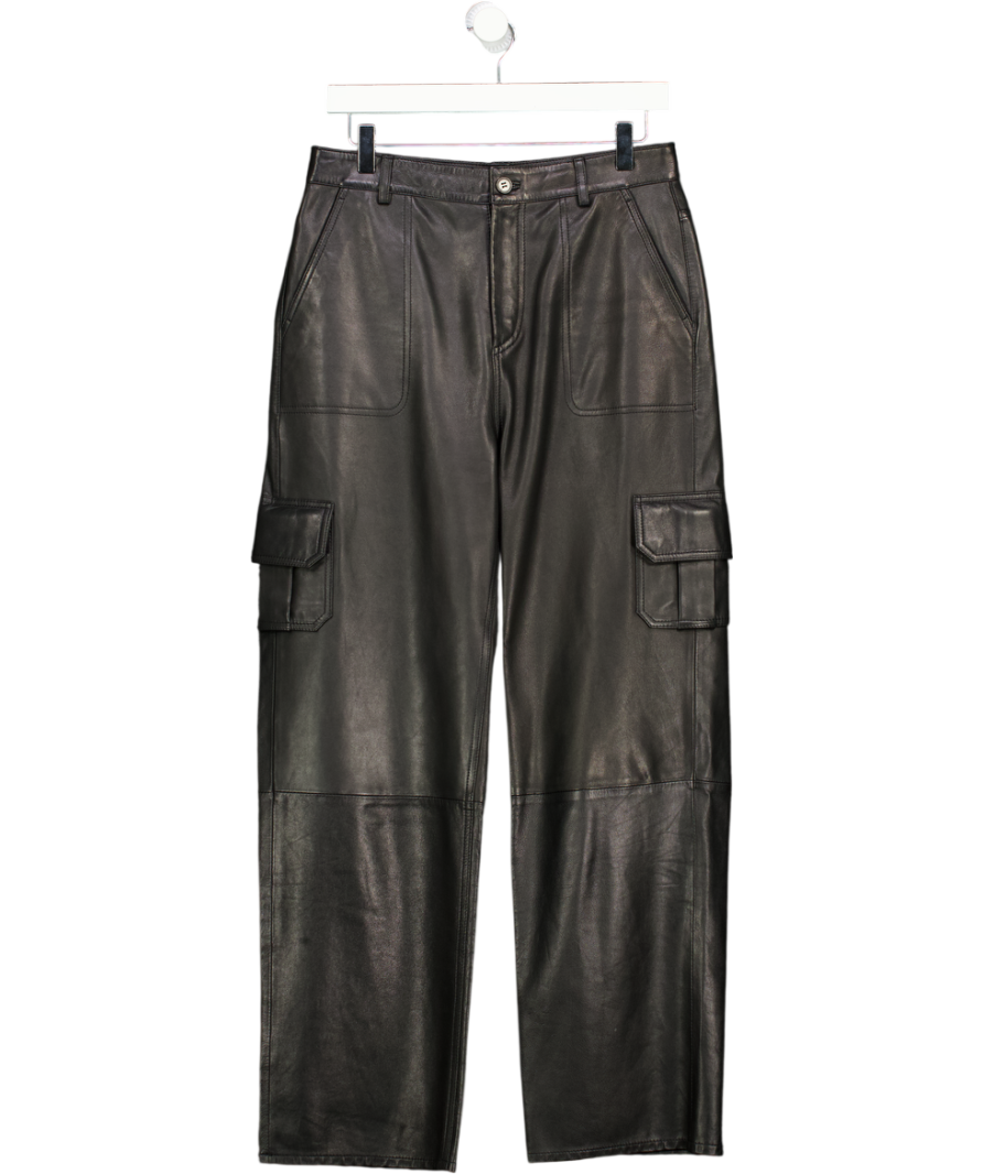 GERARD DAREL Black Real Leather Cargo Trousers UK 10