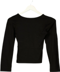 Whistles Black Square Neck Long Sleeve Top UK 8