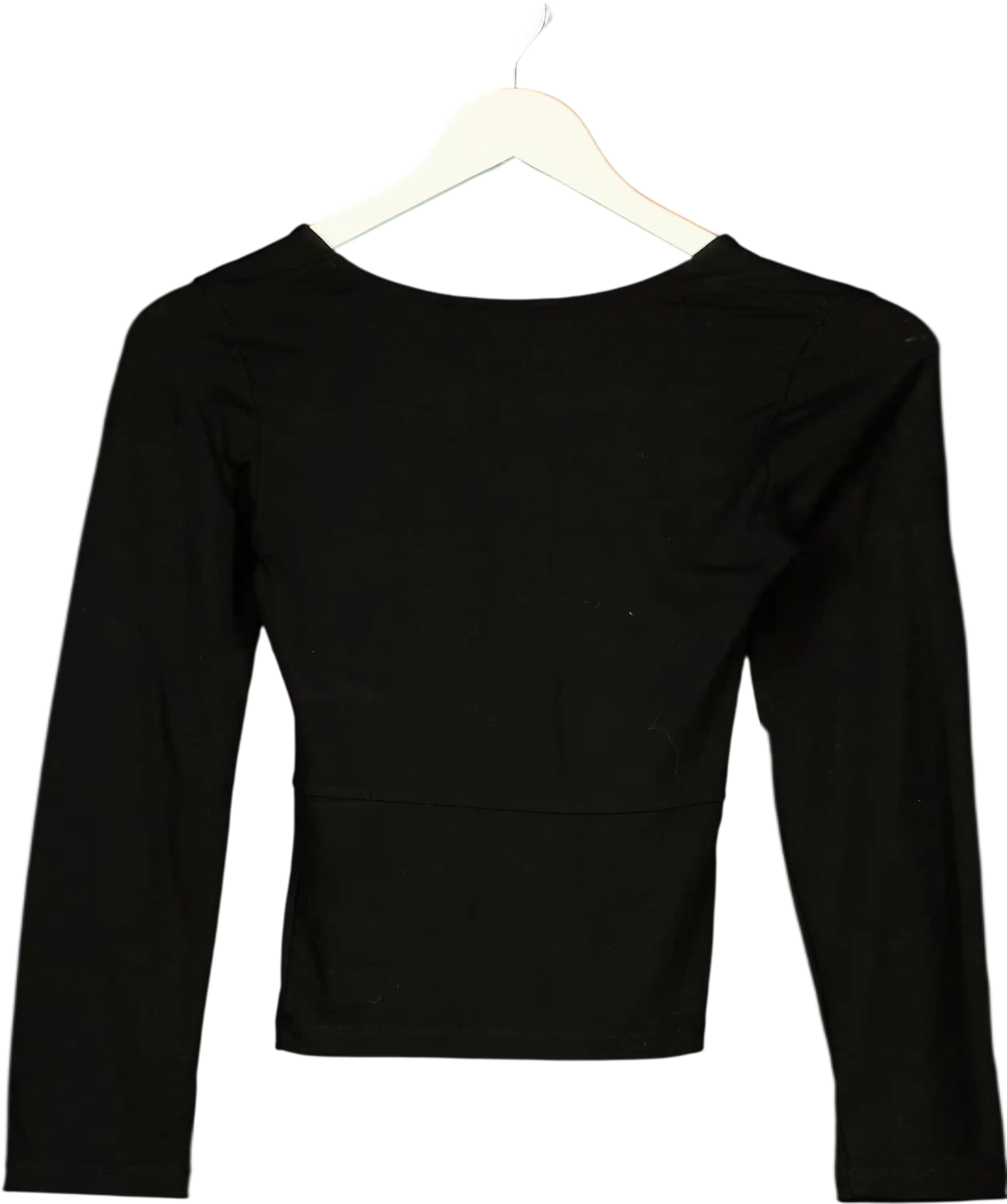 Whistles Black Square Neck Long Sleeve Top UK 8