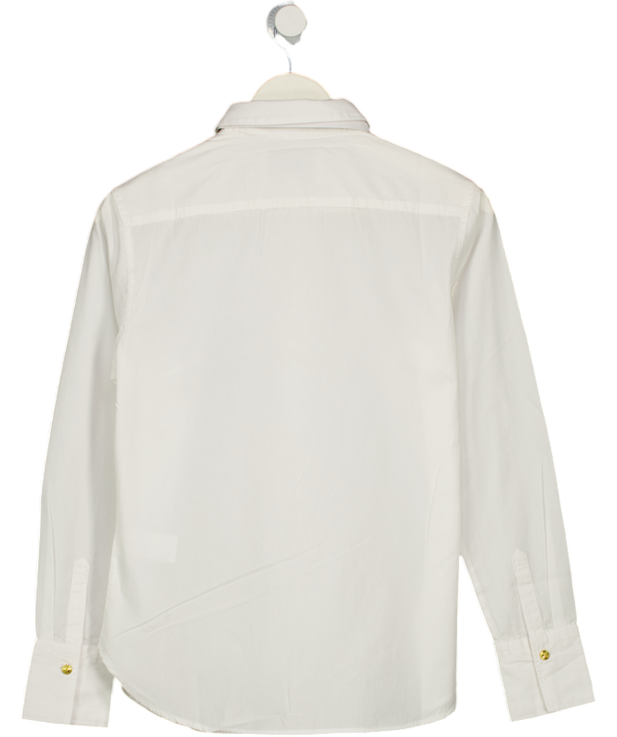 HOLLAND COOPER White 100% Cotton Classic Fit Shirt With Gold Logo Buttons UK 8