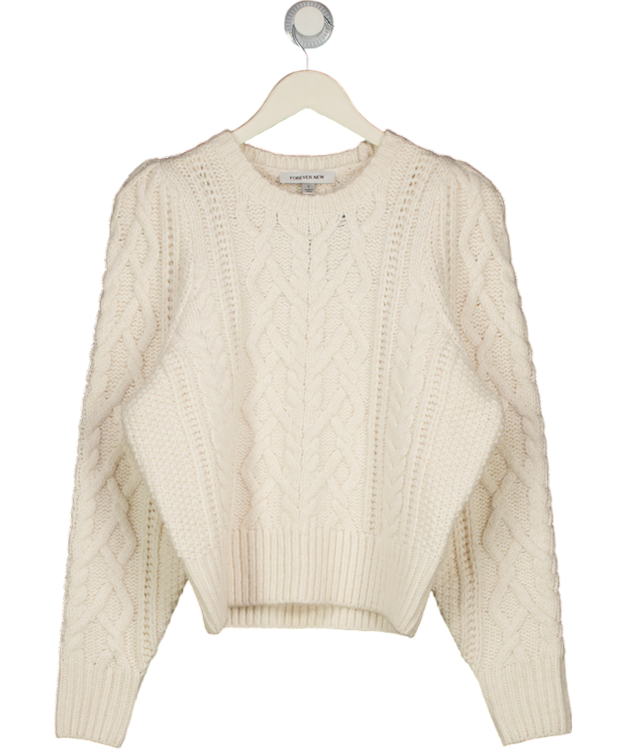 FOREVER NEW Cream Heidi Cable Stitch Sweater UK S