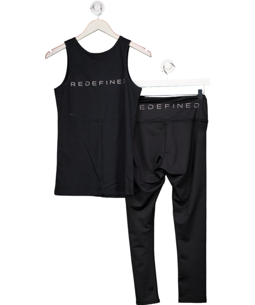 Redefined Black Leggings And Vest Workout Set UK S