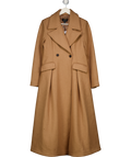KAREN MILLEN Beige Camel Wool Blend Double Breasted Tailored Long Coat UK 10