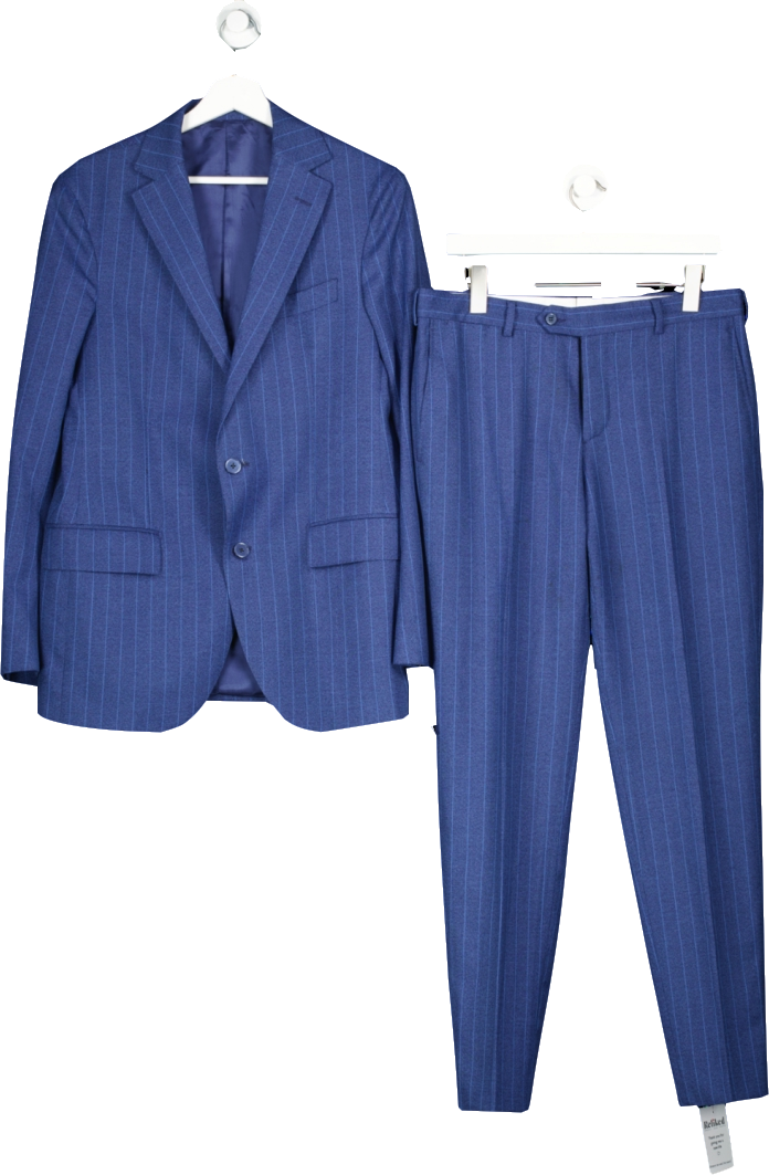 Boggi Blue Pinstripe Suit In Stretch Wool UK L