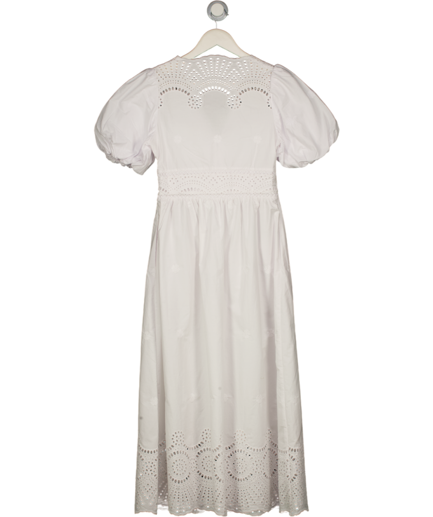 WHISTLES White Cotton Broderie V Neck Dress UK 6