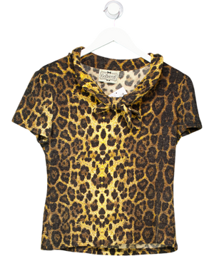 Collectif London Brown Leopard Short Sleeved Knit Bow T-shirt UK XXL