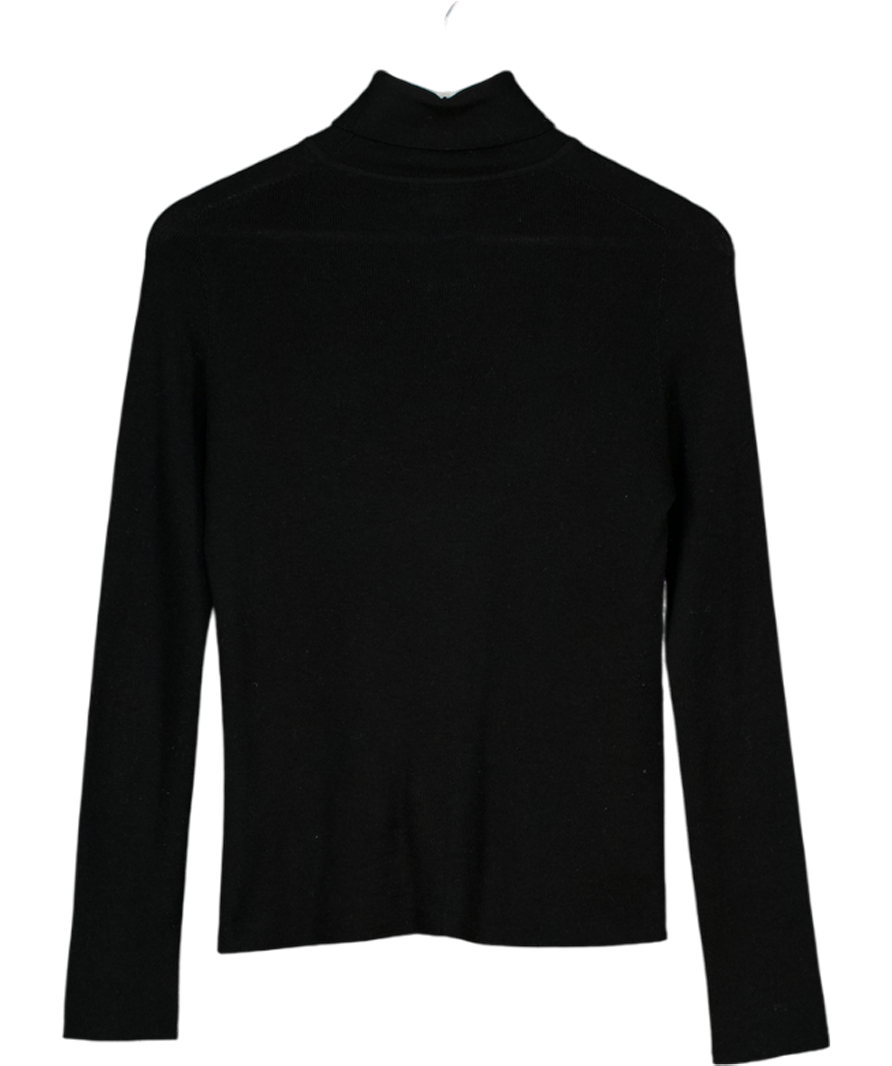 LILYSILK Black Seamless Silk-cashmere Blend Turtleneck Sweater UK M