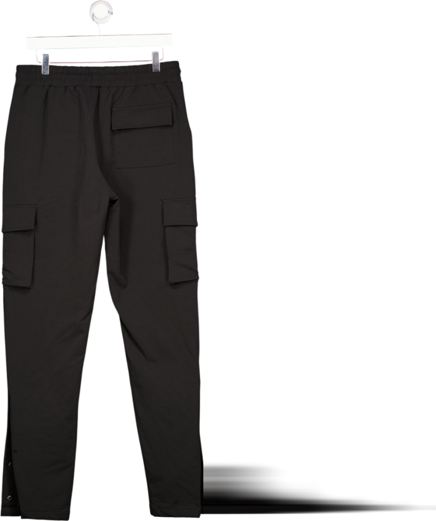 The Couture Club Black Nylon Popit Cargo Trousers UK L
